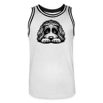 Cavapoo Head with Paws - Men's Basketball Jersey - white/black - Front - AI Model Male 185 dark (185cm)