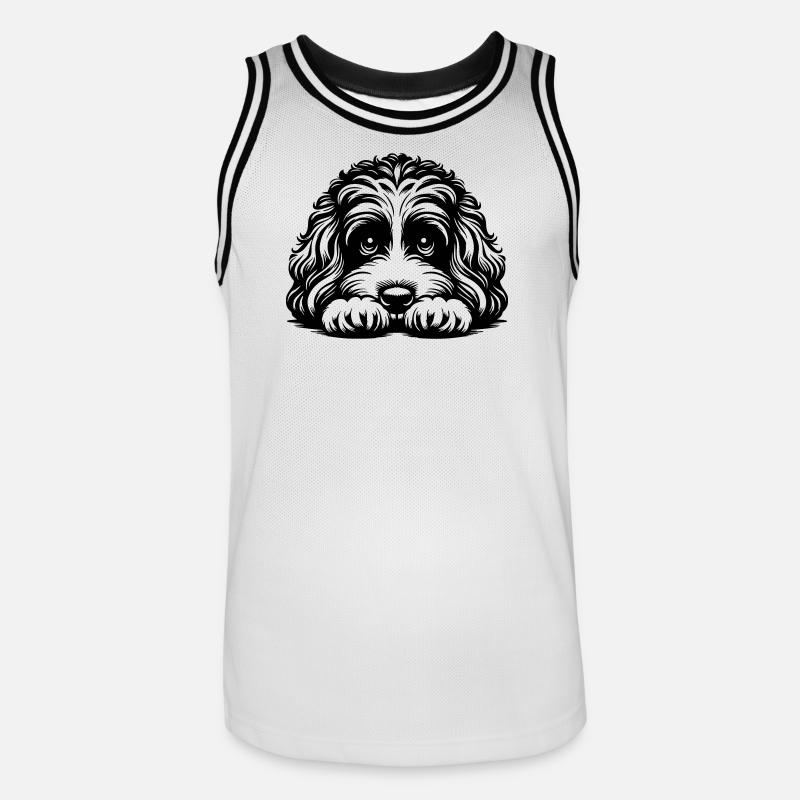 Cavapoo Kopf mit Pfoten - Männer Basketball-Trikot - Weiß/Schwarz