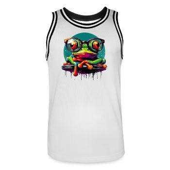 Grenouille - Maillot de basket Homme - blanc/noir - Devant - AI Model Male 185 dark (185cm)
