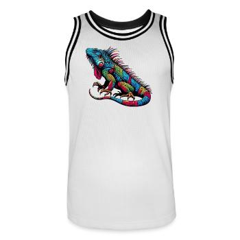 Iguana - Men's Basketball Jersey - white/black - Front - AI Model Male 185 dark (185cm)