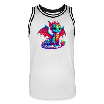 Dragon - Men's Basketball Jersey - white/black - Front - AI Model Male 185 dark (185cm)