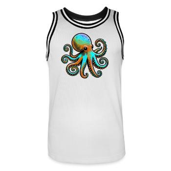 Octopus - Men's Basketball Jersey - white/black - Front - AI Model Male 185 dark (185cm)