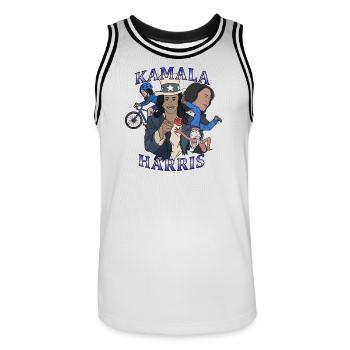 Kamala Harris Bootleg Rap Style Election - Men's Basketball Jersey - white/black - Front - AI Model Male 185 dark (185cm)