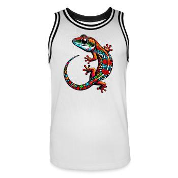 Gecko - Men's Basketball Jersey - white/black - Front - AI Model Male 185 dark (185cm)