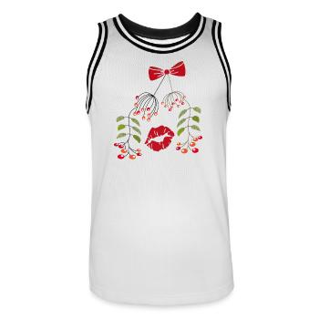 Baiser Sous Le Gui, Noël - Maillot de basket Homme - blanc/noir - Devant - AI Model Male 185 dark (185cm)