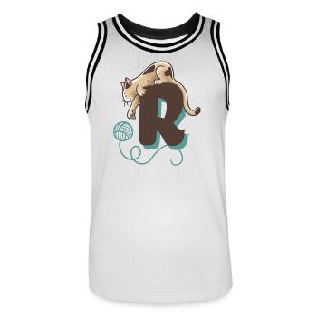 Cat Lettre R - Maillot de basket Homme - blanc/noir - Devant - AI Model Male 185 dark (185cm)