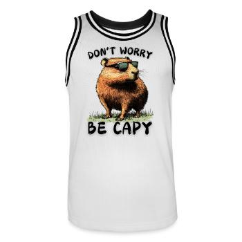 Capybara Don't Worry Be Capy - Wasserschwein Nager - Men's Basketball Jersey - white/black - Front - AI Model Male 185 dark (185cm)