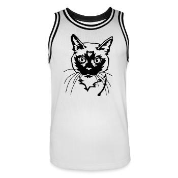 Chat siamois - Maillot de basket Homme - blanc/noir - Devant - AI Model Male 185 dark (185cm)