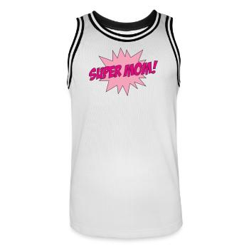 Super Mom - Mother's Day - Men's Basketball Jersey - white/black - Front - AI Model Male 185 dark (185cm)