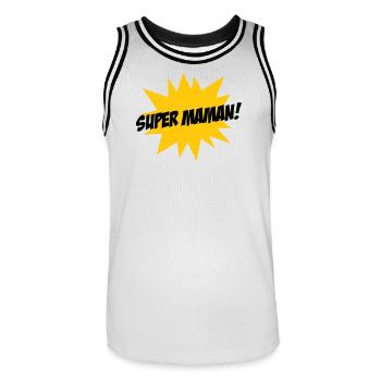 Super Maman - Fête des Mères - Maillot de basket Homme - blanc/noir - Devant - AI Model Male 185 dark (185cm)