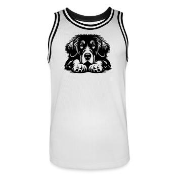 Tibetan Great Dane Head with Paws - Men's Basketball Jersey - white/black - Front - AI Model Male 185 dark (185cm)