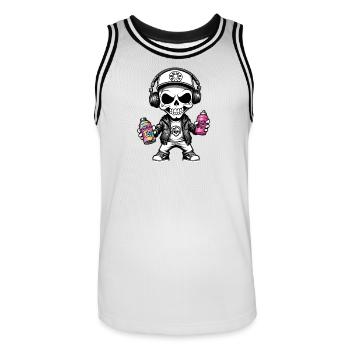 Graffiti Sprayer - Männer Basketball-Trikot - Weiß/Schwarz - Vorne - AI Model Male 185 dark (185cm)