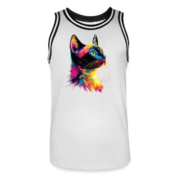 Cat Colorful Rainbow Colors Popart Cat Mom Cats - Men's Basketball Jersey - white/black - Front - AI Model Male 185 dark (185cm)