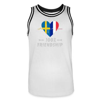 La Suède et la France, une amitié à 100 % - Maillot de basket Homme - blanc/noir - Devant - AI Model Male 185 dark (185cm)