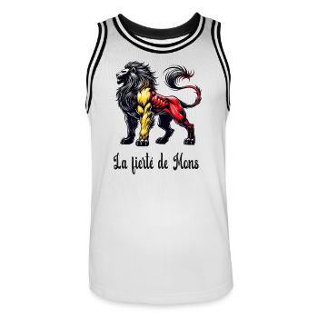Mons lion flag design - Men's Basketball Jersey - white/black - Front - AI Model Male 185 dark (185cm)