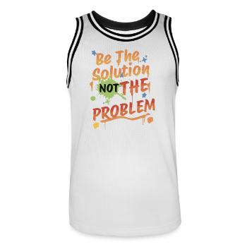 Don't be the problem, be the solution - Männer Basketball-Trikot - Weiß/Schwarz - Vorne - AI Model Male 185 dark (185cm)