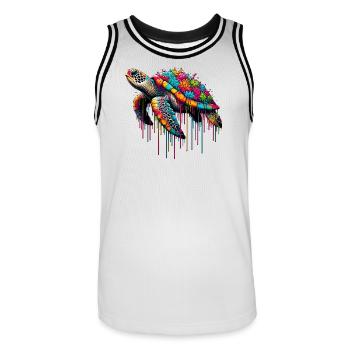 Turtle - Men's Basketball Jersey - white/black - Front - AI Model Male 185 dark (185cm)