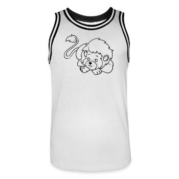 Lion Kawaii coloring page hand-illustrated - Men's Basketball Jersey - white/black - Front - AI Model Male 185 dark (185cm)