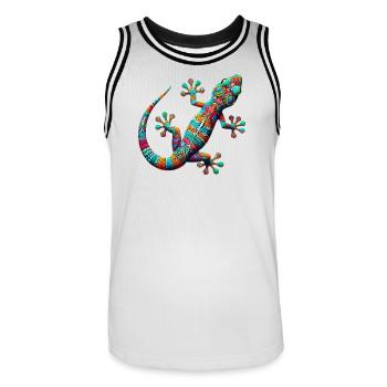 Gecko - Men's Basketball Jersey - white/black - Front - AI Model Male 185 dark (185cm)