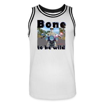 Skelett am Motorrad - Bone to be wild - Männer Basketball-Trikot - Weiß/Schwarz - Vorne - AI Model Male 185 dark (185cm)