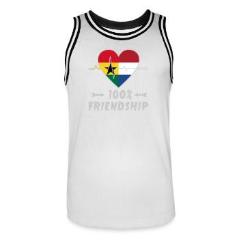 100 % amitié entre le Ghana et les Pays-Bas - Maillot de basket Homme - blanc/noir - Devant - AI Model Male 185 dark (185cm)