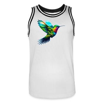 Kolibri - Männer Basketball-Trikot - Weiß/Schwarz - Vorne - AI Model Male 185 dark (185cm)
