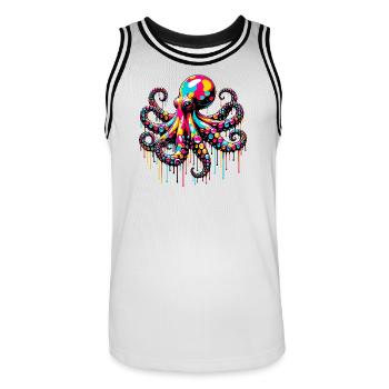 Krake - Männer Basketball-Trikot - Weiß/Schwarz - Vorne - AI Model Male 185 dark (185cm)
