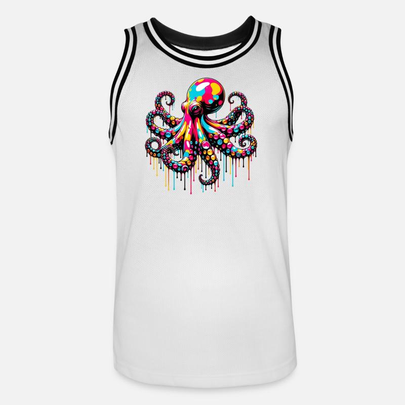 Krake - Männer Basketball-Trikot - Weiß/Schwarz