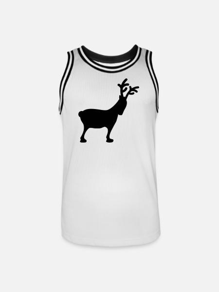 Renne de Noël5 - Maillot de basket Homme - blanc/noir
