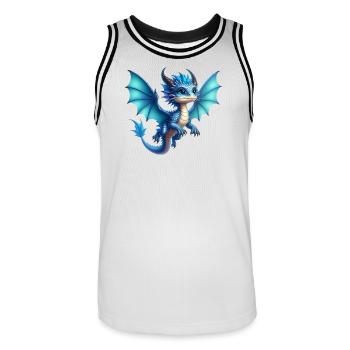 Drache - Männer Basketball-Trikot - Weiß/Schwarz - Vorne - AI Model Male 185 dark (185cm)