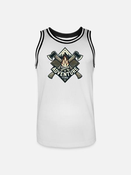 Abenteuerzeit Lagerfeuer Logo - Männer Basketball-Trikot - Weiß/Schwarz
