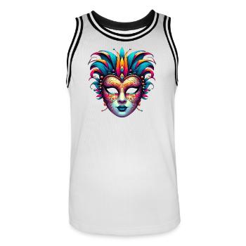 Venice Carnival Mask - Men's Basketball Jersey - white/black - Front - AI Model Male 185 dark (185cm)
