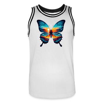 Butterfly - Men's Basketball Jersey - white/black - Front - AI Model Male 185 dark (185cm)