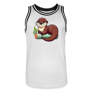 Loutre - Maillot de basket Homme - blanc/noir - Devant - AI Model Male 185 dark (185cm)