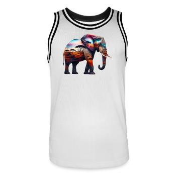 Éléphant - Maillot de basket Homme - blanc/noir - Devant - AI Model Male 185 dark (185cm)