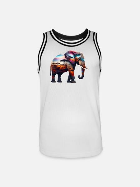 Éléphant - Maillot de basket Homme - blanc/noir