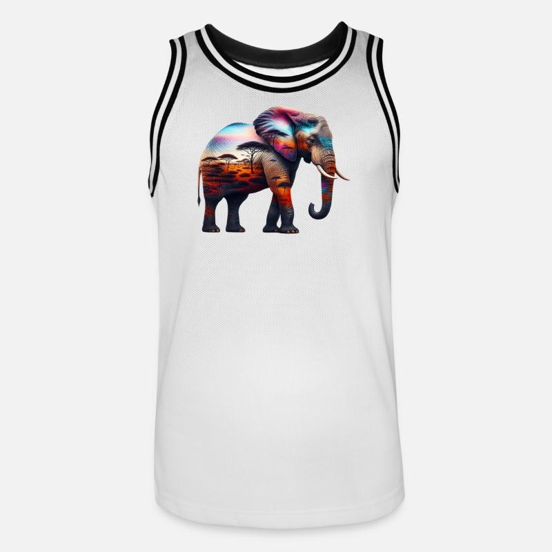 Éléphant - Maillot de basket Homme - blanc/noir