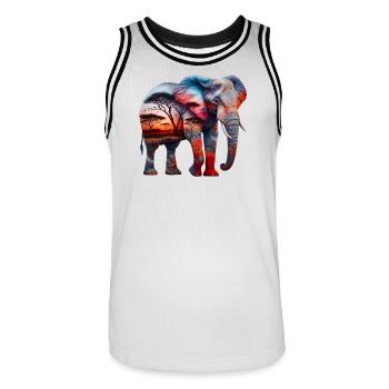 Éléphant - Maillot de basket Homme - blanc/noir - Devant - AI Model Male 185 dark (185cm)
