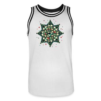grand poinsettia de style géométrique - Maillot de basket Homme - blanc/noir - Devant - AI Model Male 185 dark (185cm)