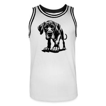 Great Dane - Men's Basketball Jersey - white/black - Front - AI Model Male 185 dark (185cm)