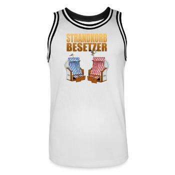 Strandkorb Besetzer - Männer Basketball-Trikot - Weiß/Schwarz - Vorne - AI Model Male 185 dark (185cm)