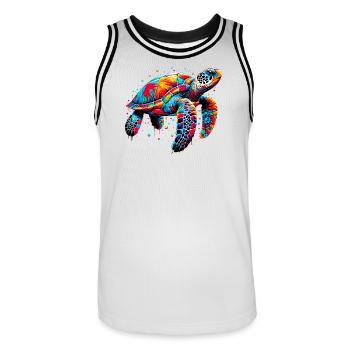 Turtle - Men's Basketball Jersey - white/black - Front - AI Model Male 185 dark (185cm)