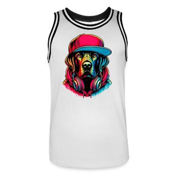 Dog - Men's Basketball Jersey - white/black - Front - AI Model Male 185 dark (185cm)