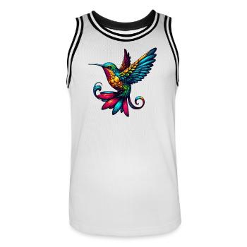 Kolibri - Männer Basketball-Trikot - Weiß/Schwarz - Vorne - AI Model Male 185 dark (185cm)