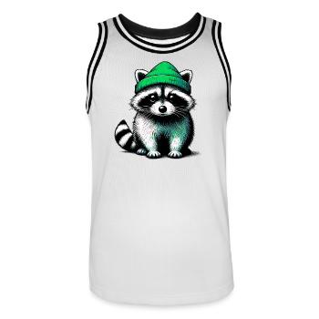 Waschbär - Männer Basketball-Trikot - Weiß/Schwarz - Vorne - AI Model Male 185 dark (185cm)