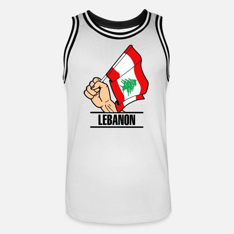 Flagge Libanon faust text LIBANON - Männer Basketball-Trikot - Weiß/Schwarz