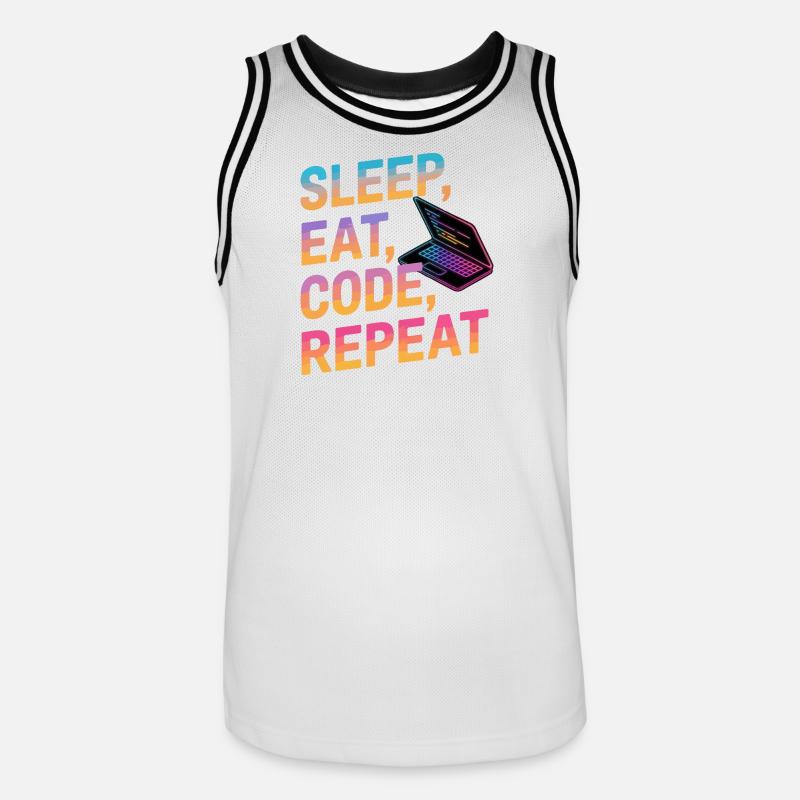 Dormir, manger, coder, répéter - Maillot de basket Homme - blanc/noir