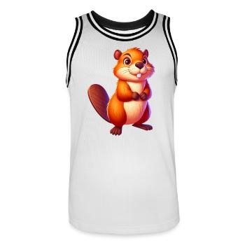 Beaver - Men's Basketball Jersey - white/black - Front - AI Model Male 185 dark (185cm)
