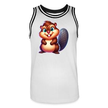 Castor - Maillot de basket Homme - blanc/noir - Devant - AI Model Male 185 dark (185cm)