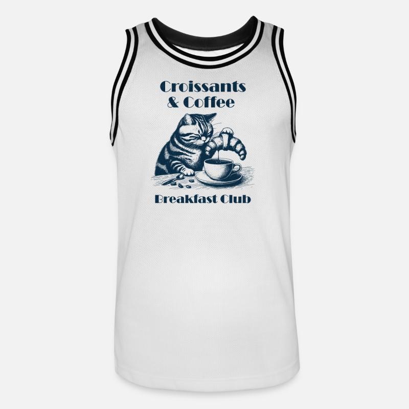 Caffè e Croissant Breakfast Club - Maglia da basket per uomo - bianco/nero